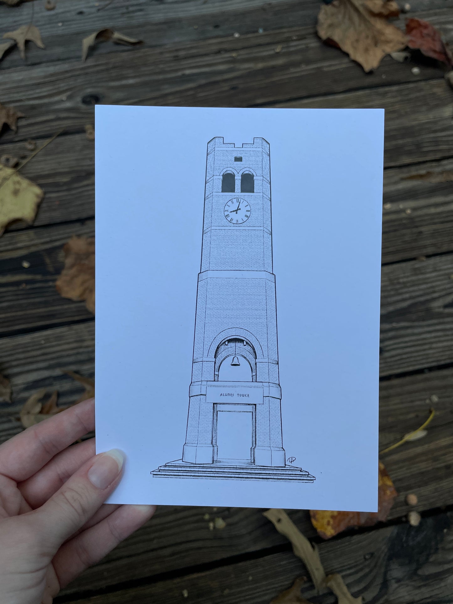 WCU Clocktower Illustration Print