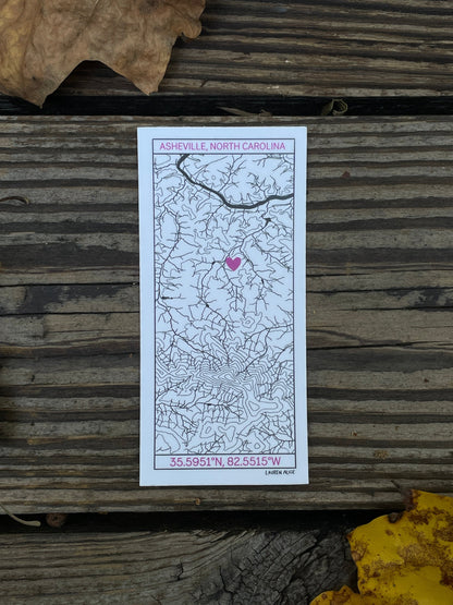 Asheville Topographical Map Sticker