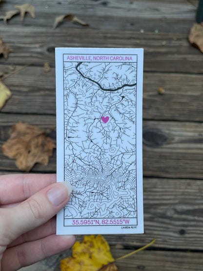 Asheville Topographical Map Sticker