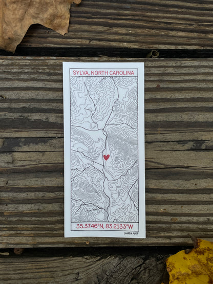 Sylva Topographical Map Sticker