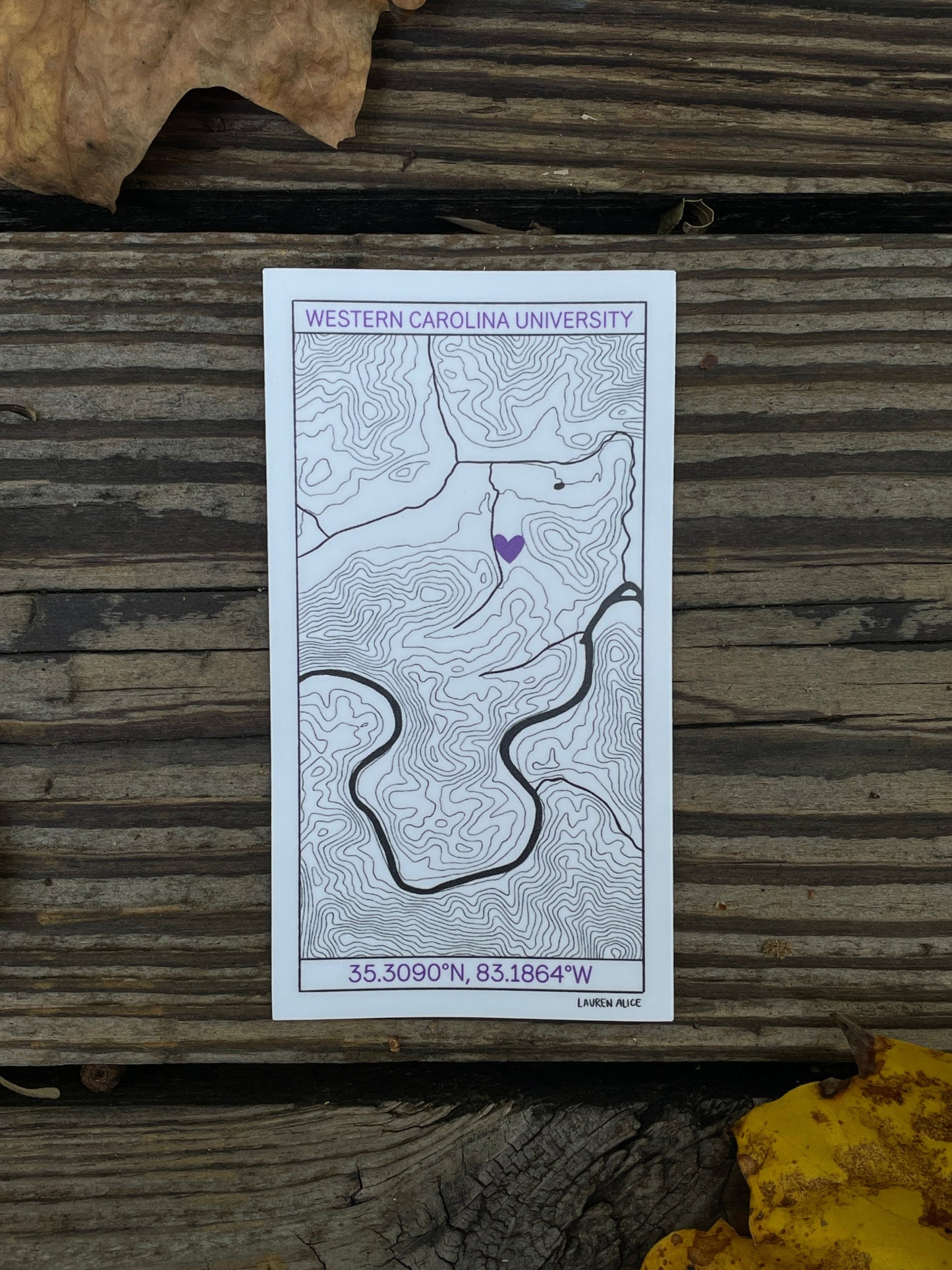 WCU Topographical Map Sticker