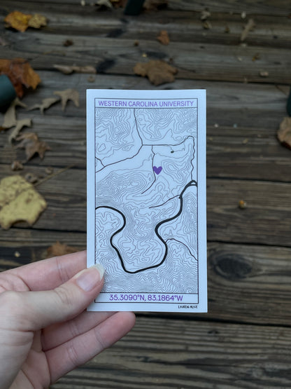 WCU Topographical Map Sticker
